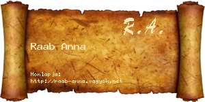 Raab Anna névjegykártya